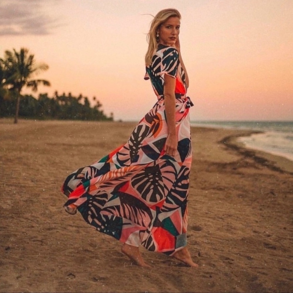 Hutch Kiera Wrap Dress Maxi Tropical Print